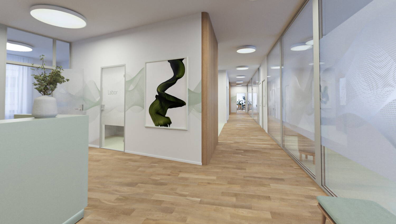 VitaOne Praxis Gang VitaOne Praxis Gang, Blick Korridor