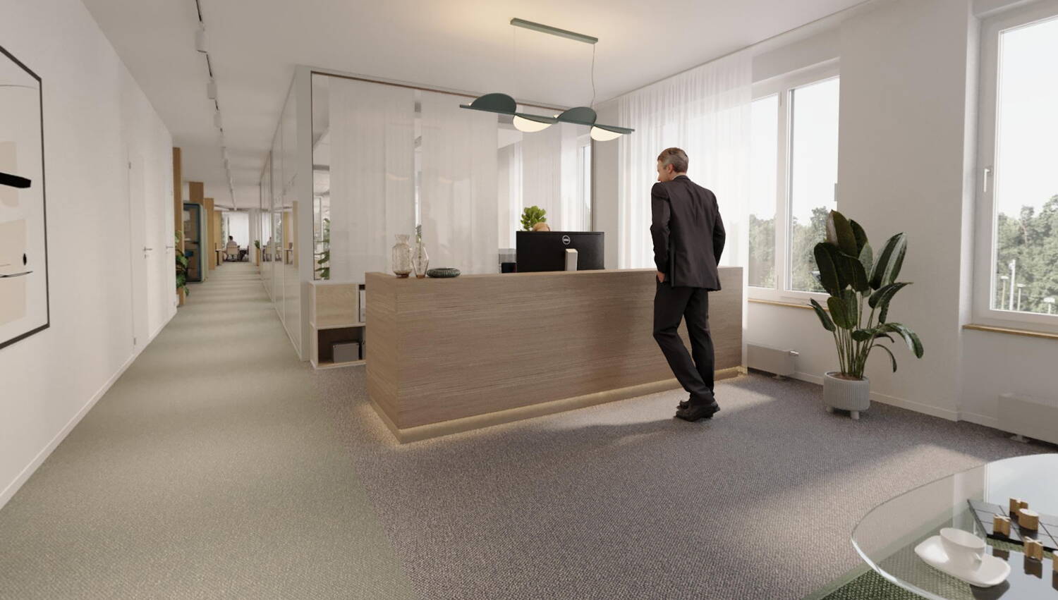 VitaOne Büro Empfang VitaOne Büro Empfang, Mann am Desk